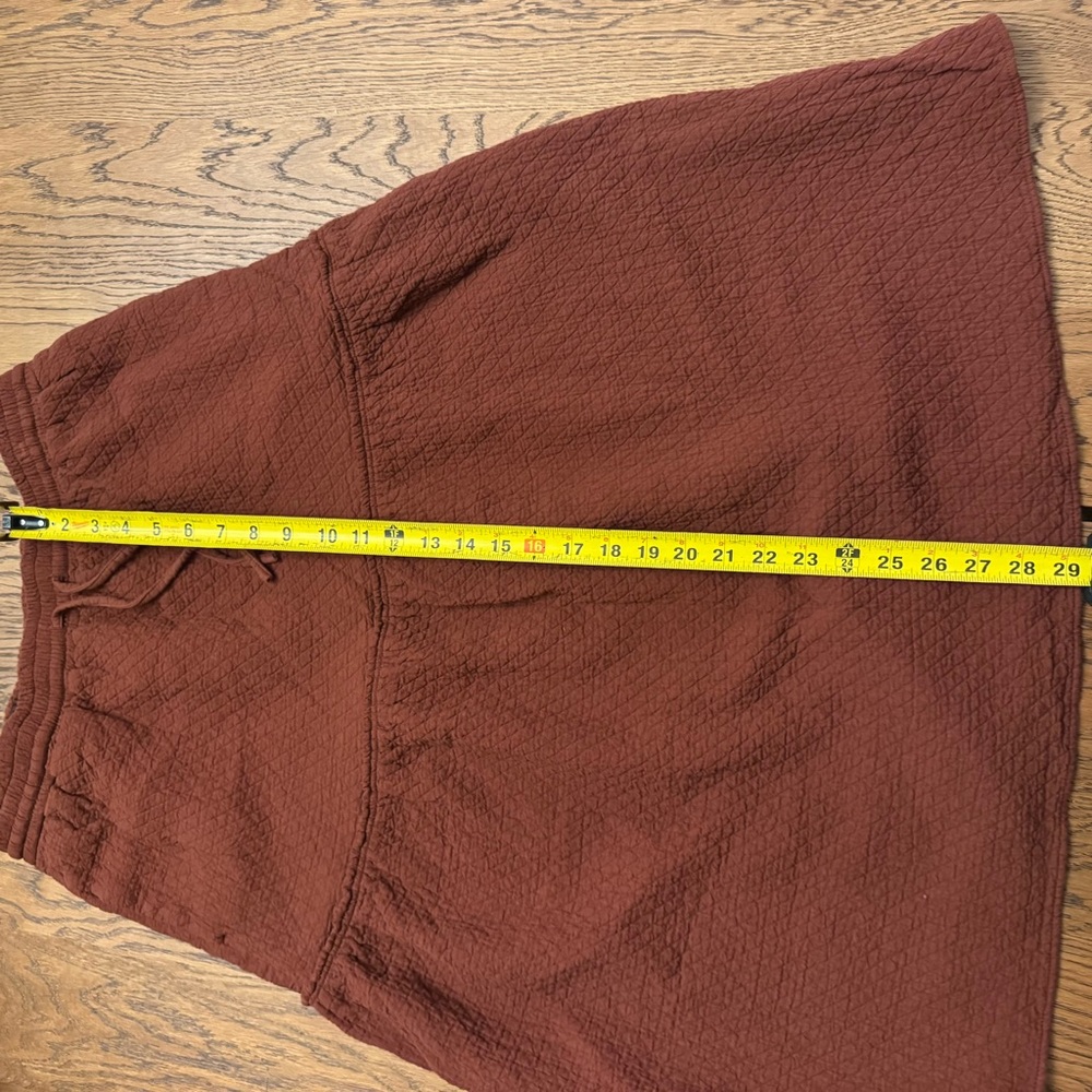 Madewell Rust Midi Skirt Diamond Jacquard Drawstring “stained Mahogany “ quilted - Picture 6 of 11